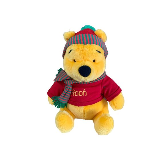 Mattel Winnie The Pooh Plush Stuffed Animal Toy Doll 13 in Tall Seated Red Shirt - Picture 3 of 6